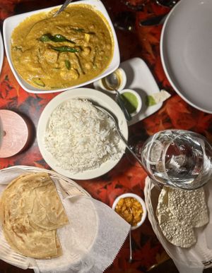 Curry and bread  at Bombay Royale in Northampton