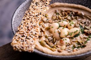 white bean dip at 100 wardour st bar and lounge at 100 Wardour St Bar & Lounge in London