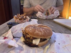 I got the peanut butter tamarind chutney burger!   at Beaut Burger in Tucson