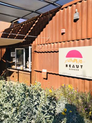 Infront of the restaurant at Beaut Burger in Tucson