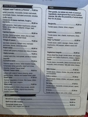 Menu 1 at La Pentola in Rabac