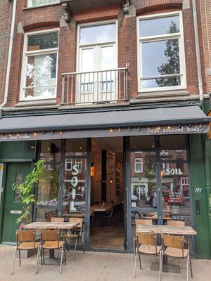 Outside terrace at SOIL Vegan Cafe - West in Amsterdam