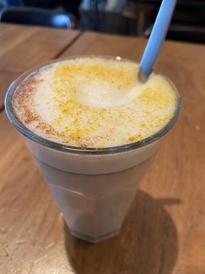 Pumpkin spice latte at SOIL Vegan Cafe - West in Amsterdam