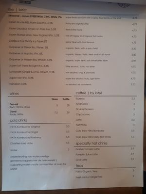 Menu at SOIL Vegan Cafe - West in Amsterdam