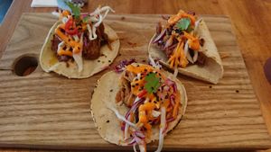 jackfruit tacos  at SOIL Vegan Cafe - West in Amsterdam