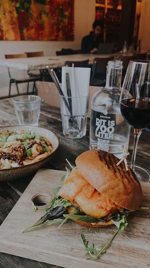 Burger and bowl. Nice portion. Tasted fresh and homemade.  at SOIL Vegan Cafe - West in Amsterdam