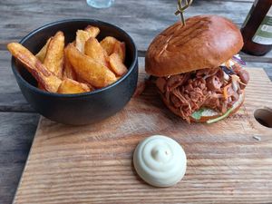 Pulled pork burger at SOIL Vegan Cafe - West in Amsterdam