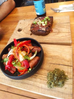 Chorizo and ribs at SOIL Vegan Cafe - West in Amsterdam