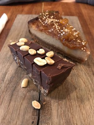 vegan snickers and cheesecake   at SOIL Vegan Cafe - West in Amsterdam