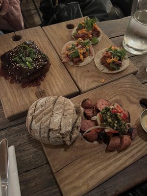 Sticky ribs, chorizo platter & jackfruit taco’s  at SOIL Vegan Cafe - West in Amsterdam