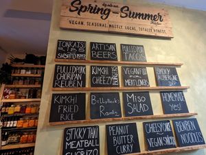 Menu board at SOIL Vegan Cafe - West in Amsterdam