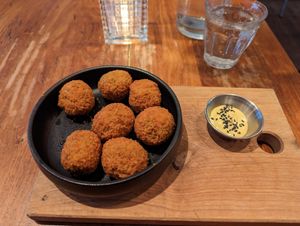 Mushroom bitterballen at SOIL Vegan Cafe - West in Amsterdam