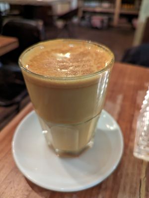 Golden Turmeric Latte at SOIL Vegan Cafe - West in Amsterdam