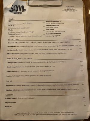 Menu  at SOIL Vegan Cafe - West in Amsterdam