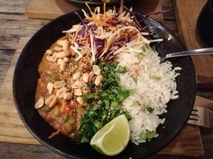 Peanut curry with smoked tofu at SOIL Vegan Cafe - West in Amsterdam