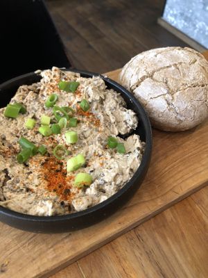 aubergine dip  at SOIL Vegan Cafe - West in Amsterdam
