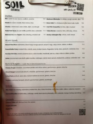 Menu at SOIL Vegan Cafe - West in Amsterdam