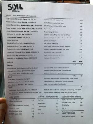 Menu at SOIL Vegan Cafe - West in Amsterdam