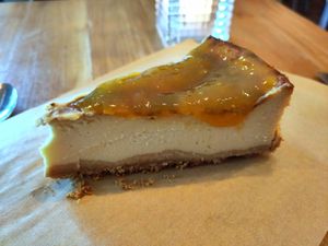 Mango cheesecake at SOIL Vegan Cafe - West in Amsterdam
