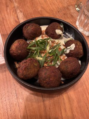 Brave Balls with tzaliki  at SOIL Vegan Cafe - West in Amsterdam