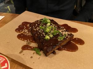 Ribs: nice and meaty with a sweet and smoky sauce. at SOIL Vegan Cafe - West in Amsterdam