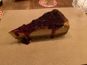 Cheesy cake: nice, but some parts were a bit sour. at SOIL Vegan Cafe - West in Amsterdam