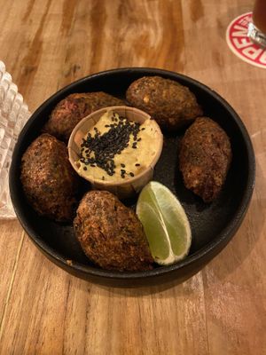 Cod fish croquettes: it tasted like seaweed rather than fish, but it was nice. However, the mustard was a bit dominant. A different sauce would’ve been better. at SOIL Vegan Cafe - West in Amsterdam