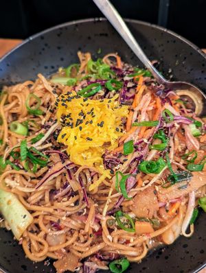 Dragon noodle special at SOIL Vegan Cafe - West in Amsterdam