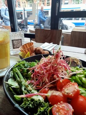 Miso salad & cod croquettes at SOIL Vegan Cafe - West in Amsterdam