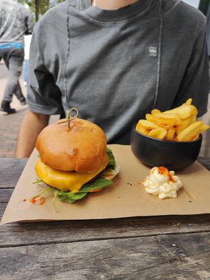 Cheese burger at SOIL Vegan Cafe - West in Amsterdam