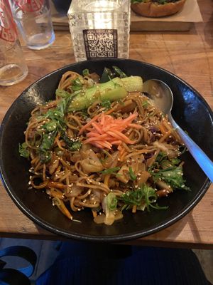Dragon noodles: quite good, but too much ginger  at SOIL Vegan Cafe - West in Amsterdam