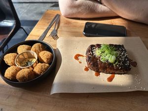 Mushroom Bitterballen & Ribs  at SOIL Vegan Cafe - West in Amsterdam