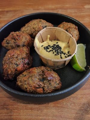 Cod fish croquettes at SOIL Vegan Cafe - West in Amsterdam