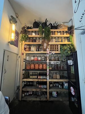 Fermenting and storage next to the bathrooms  at SOIL Vegan Cafe - West in Amsterdam