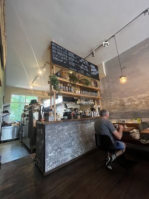 Main counter and drinks offering  at SOIL Vegan Cafe - West in Amsterdam