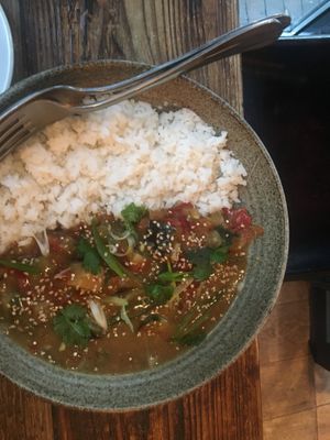 Spicy thai green curry at SOIL Vegan Cafe - West in Amsterdam