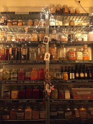 Shelf of goodness for every fermentation lover! at SOIL Vegan Cafe - West in Amsterdam