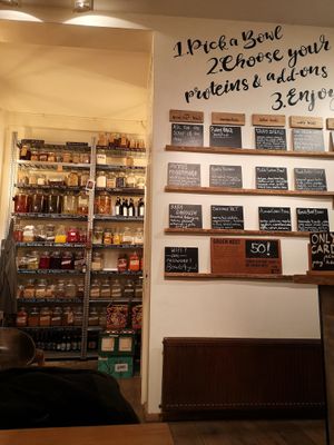 Healthy corner at SOIL Vegan Cafe - West in Amsterdam