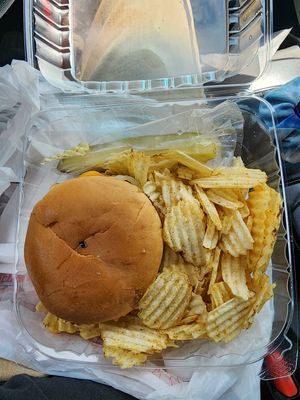 Impossible burger w lettuce tomato cheese and mayo! at Aleko's 2 Go in Hagerstown