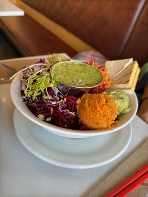 Deluxe Bowl with tofu  at Aux Vivres - Westmount in Montreal