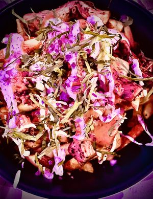 Snack Pack - Loaded Fries w/ Chick’n & Marinated Mushrooms  at Mina Maria in Newtown