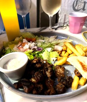 souvlaki plate at Mina Maria in Newtown