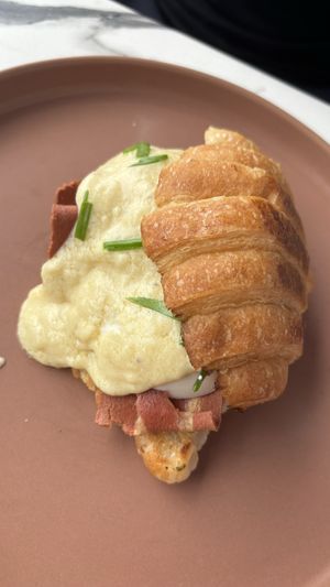 “Eggs Benedict” croissantt  at Mina Maria in Newtown