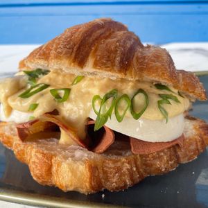 Croissant Benedict (Breakfast menu) at Mina Maria in Newtown