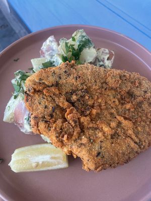 Schnitzel and Potato Salad (Lunch Menu) at Mina Maria in Newtown