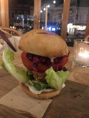 Fried seitan burger YUM at Vondel in Devonport