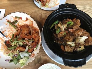 Sweet and sour mushrooms + tofu casserole  at Formosa in Ashburton