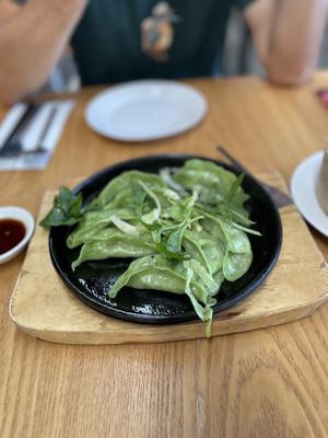 Veg dumplings sizzling hot  at Formosa in Ashburton