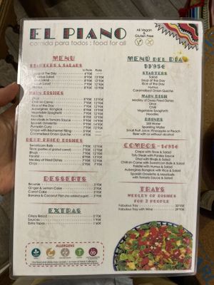 Menu  at El Piano in Granada