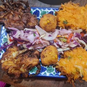 The best bhajis and corn balls. at El Piano in Granada